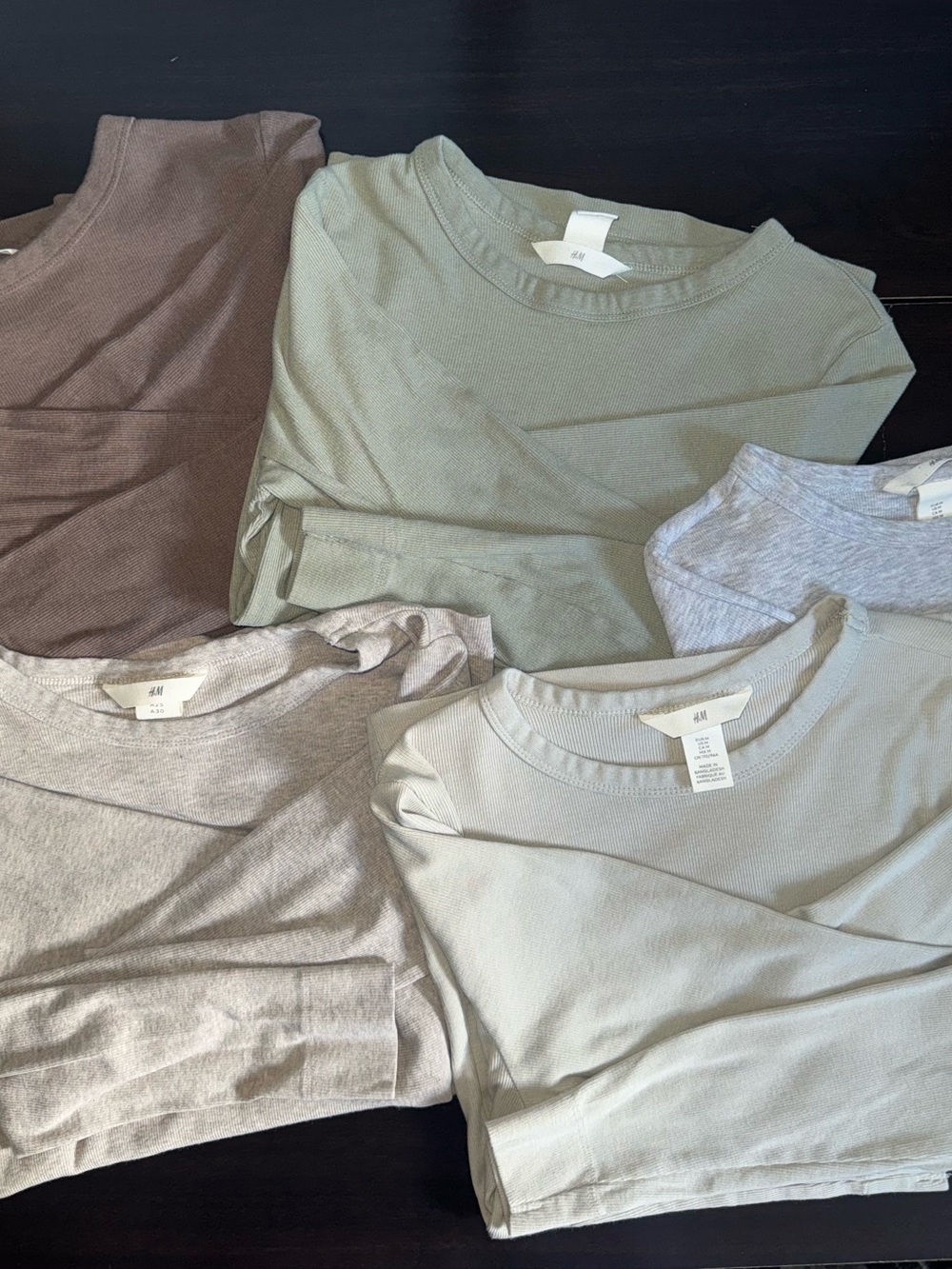 H&M Long Sleeve Crew Neck Ribbed Top 5 Pack